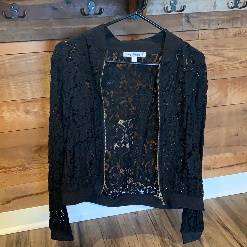 Black Mesh Bomber Jacket